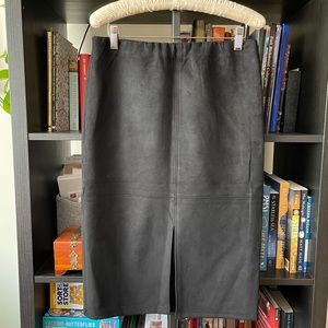 Black Vegan Suede Pencil skirt